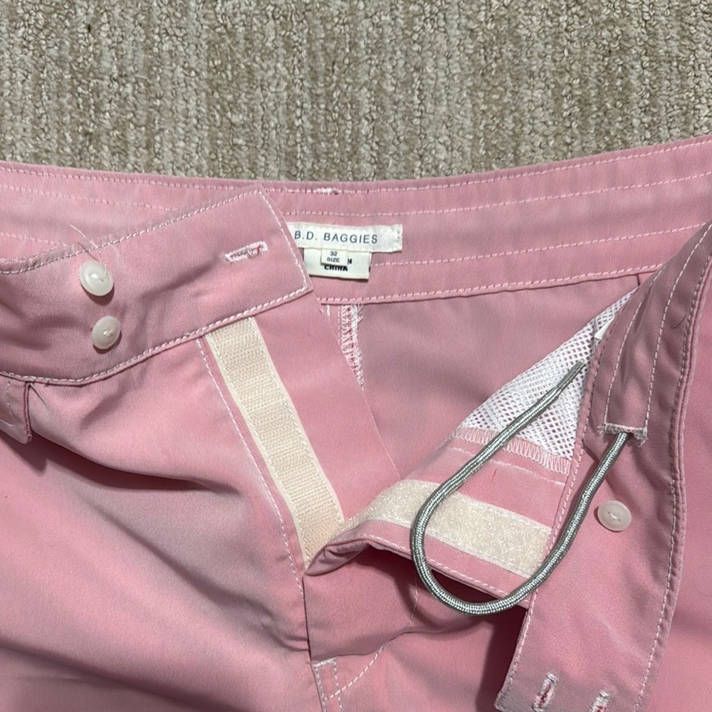 BD Baggies Pink Swim Shorts Men’s Size 32 Unlined Board Shorts with Pockets - Picture 7 of 9